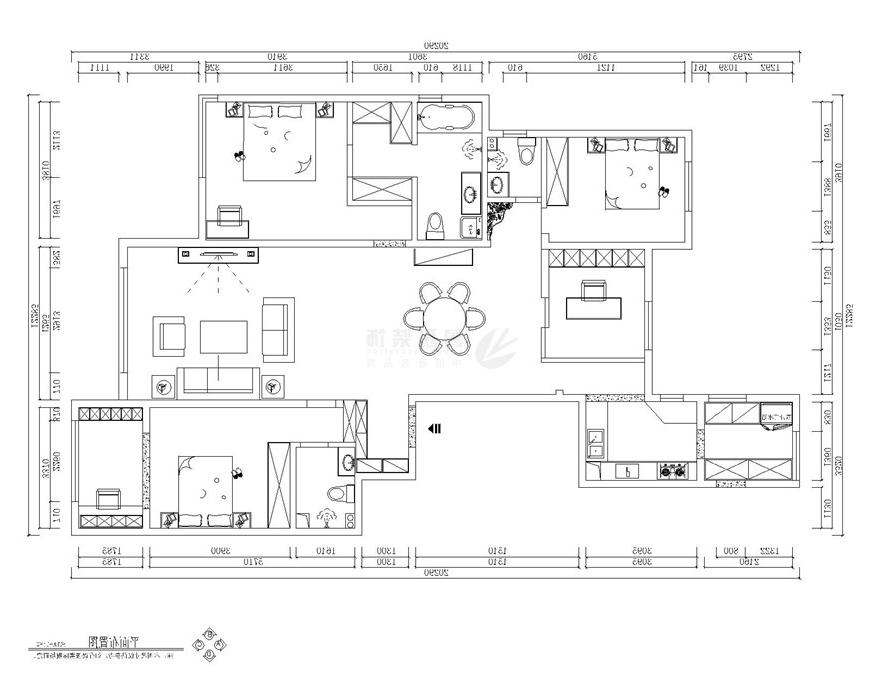 华侨城天鹅堡,新中式风格,户型图